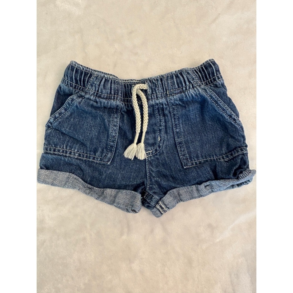 Cat & Jack Toddler Girls Denim Shorts Dark Wash Elastic Waist Size 2T